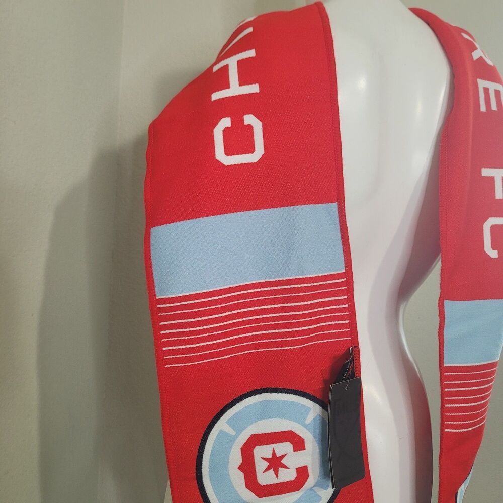 NEW Ruffneck MLS Chicago Fire FC Scarf Fringe Fray Red unisex long - Picture 8 of 13